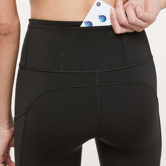 Lululemon Black Fast Free Crop Reflective Leggings with Pockets Size 4 - Picture 3 of 12
